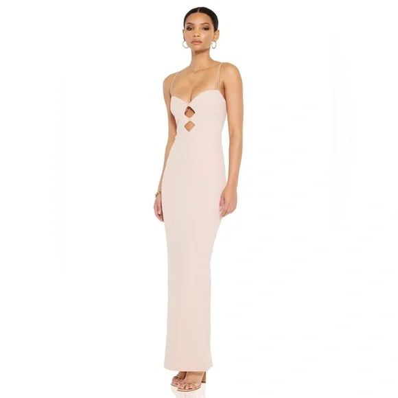nude maxi bodycon dress Blue Zone Planet